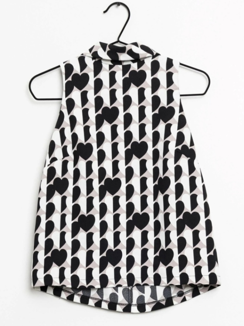 Topshop Black & White Heart Print Sleeveless Dress